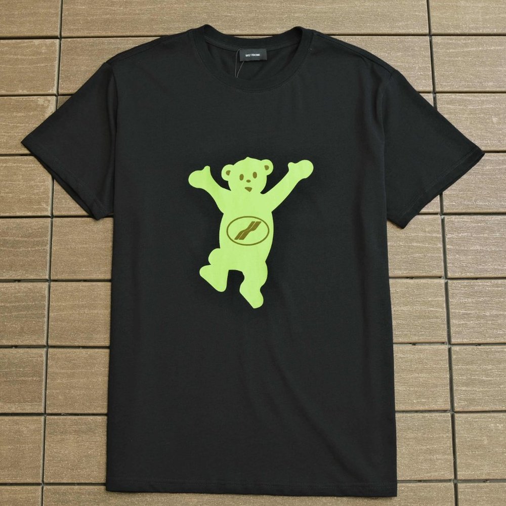 We11 Done Classic Bear Flock Print T Shirt in Black